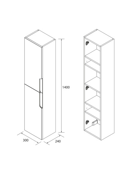 Colonna da Bagno Sospesa 30x140 cm Bianco Opaco | Salgar Vima