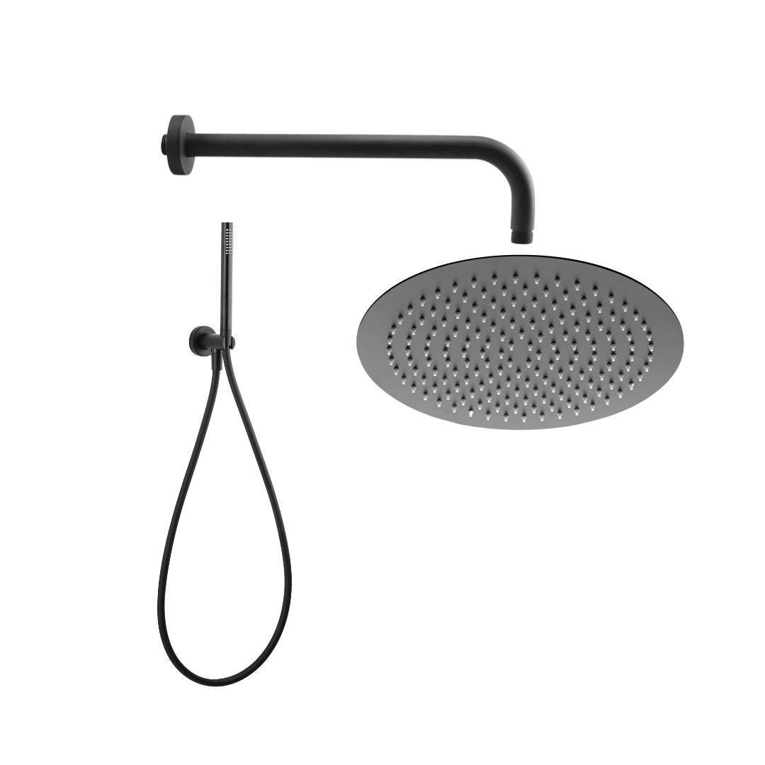 Set Doccia Acciaio Inox Tondo Nero Opaco ⌀ 25 | Jacuzzi Rubinetteria