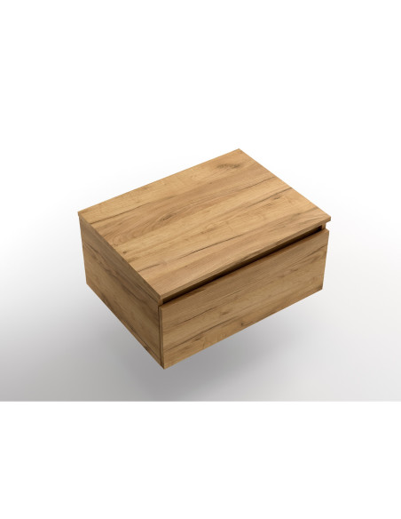 Mobile da Bagno Sospeso 100 cm con Top e Cassettone Rovere Africa Specchio Incluso  | Salgar Domus