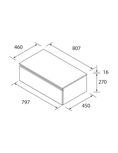 Mobile da Bagno Sospeso 80 cm con Top e Cassettone Noce Maya Specchio Incluso  | Salgar Domus