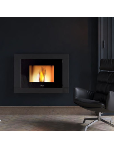Focolare Camino ad Incasso a Pellet 30 kW Nero | Kalon IdroBlock 16:9