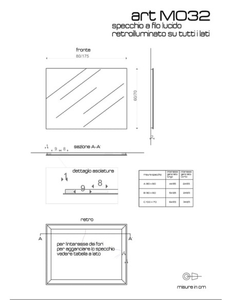 Specchio da Bagno Retroilluminato Led Touch Reversibile 100x70 cm  | PG M032
